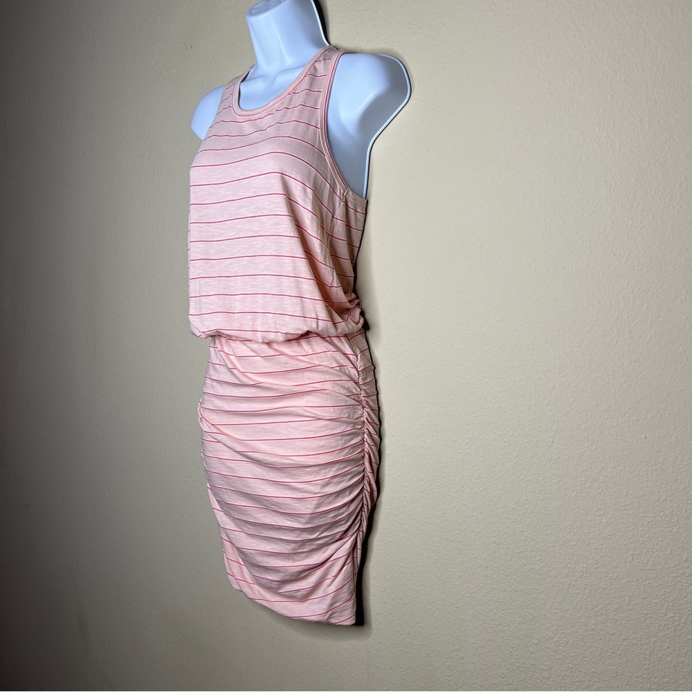 SUNDRY Striped Pink Ruched Racerback Dress - Sz 0 - Picture 5 of 11